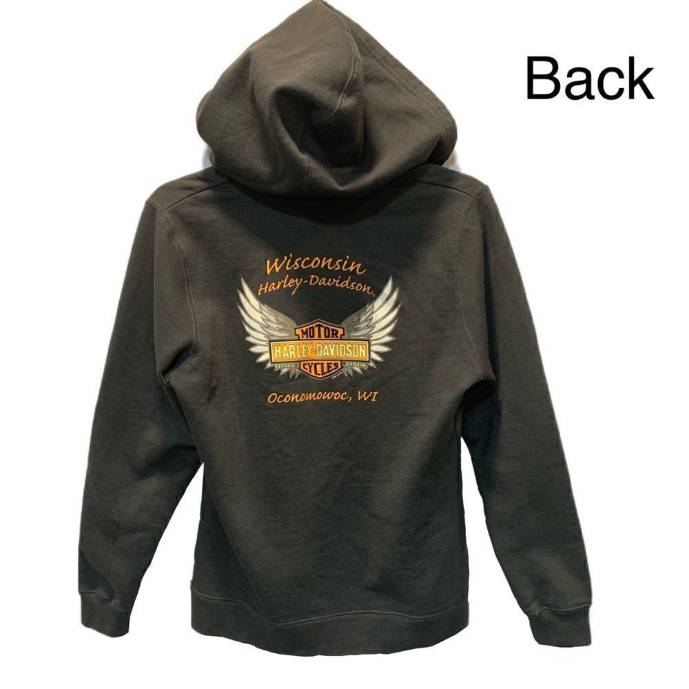 Classic Harley Davidson gray pullover hoodie With logo Oconomowoc Wi on … - Picture 5 of 16